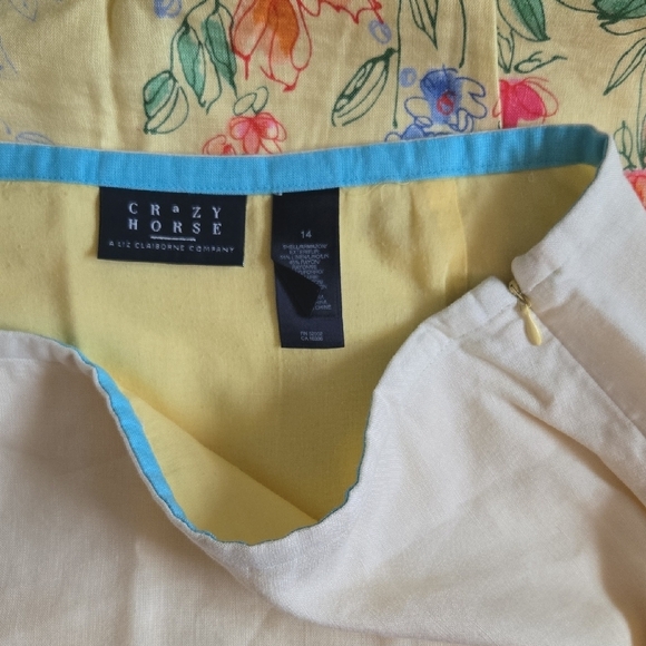 Liz Claiborne Yellow Floral Knee Length Skirt Size 14 - Picture 4 of 6